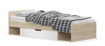 Jednolůžková postel 90 cm Terrell (dub sonoma + bílá) (bez roštu a matrace)
