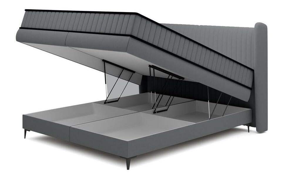 Manželská kontinentální postel 140 cm Dalmo 140 (s roštem) (s úl. prostorem) (šedočerná světlejší + černá)
