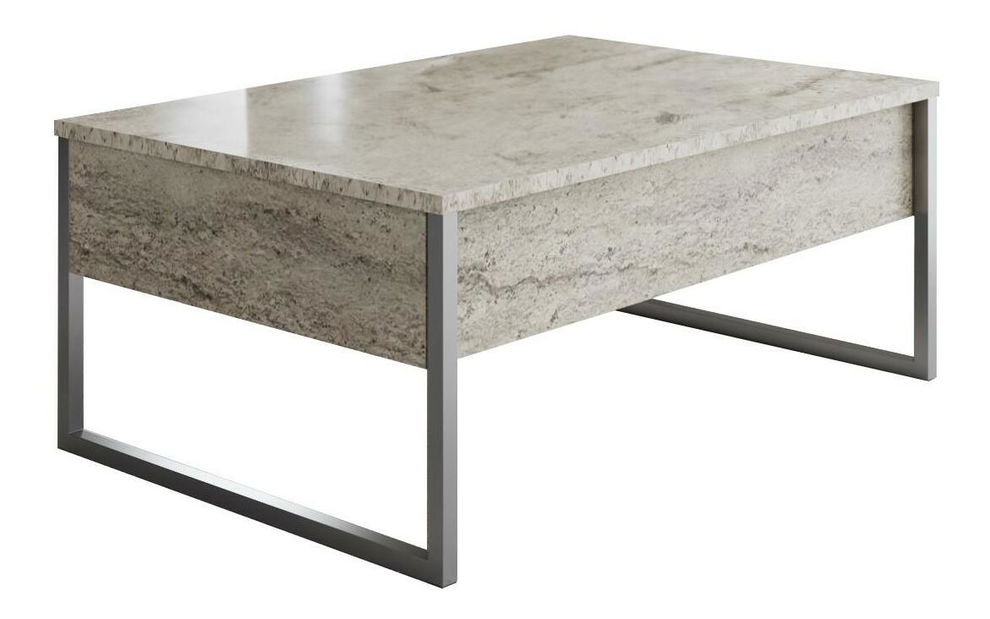 Konferenční stolek Luna 1 (travertin + stříbrná)