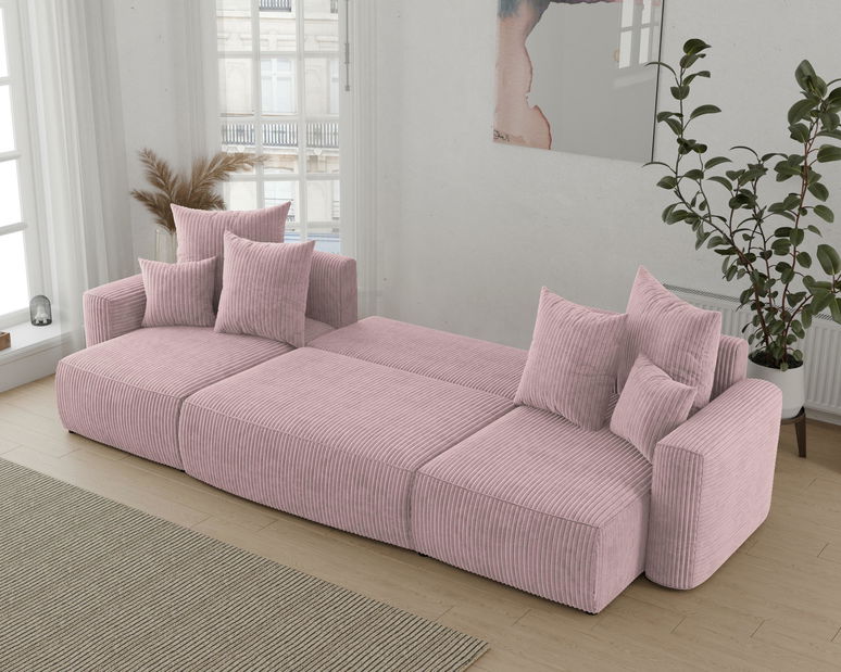 Rohová sedačka Denia U (pudrově růžová) (L)