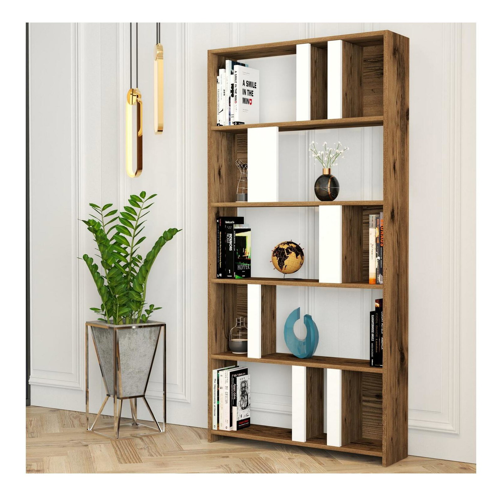 Regál Limba (bílá + ořech)