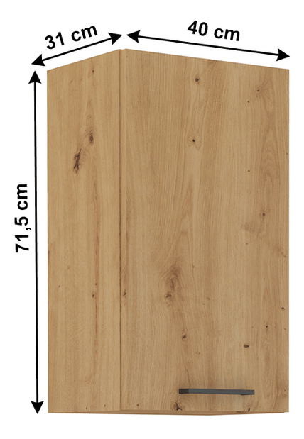 Horní kuchyňská skříňka Meriel 40 G-72 1F (dub artisan)