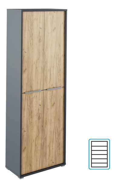 Policová skříň Hamila NEW TYP 05 (grafit + dub artisan)