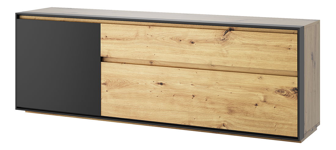 TV stolek/skříňka Bobbie (dub artisan + černá)