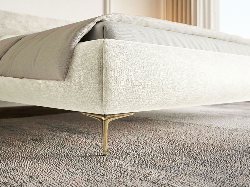 Manželská postel 160 cm Rirri 160B (s roštem) (krémová + zlatá)