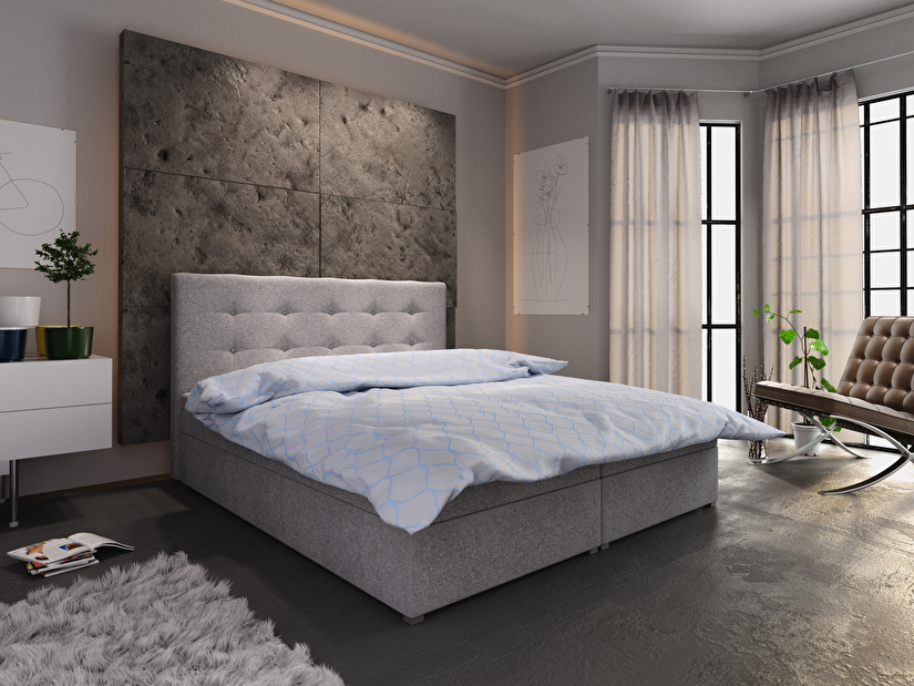 Manželská postel Boxspring 140 cm Fade 1 Comfort (šedá) (s matrací a úložným prostorem)