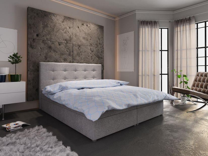 Manželská postel Boxspring 160 cm Fade 1 (šedá) (s matrací a úložným prostorem)