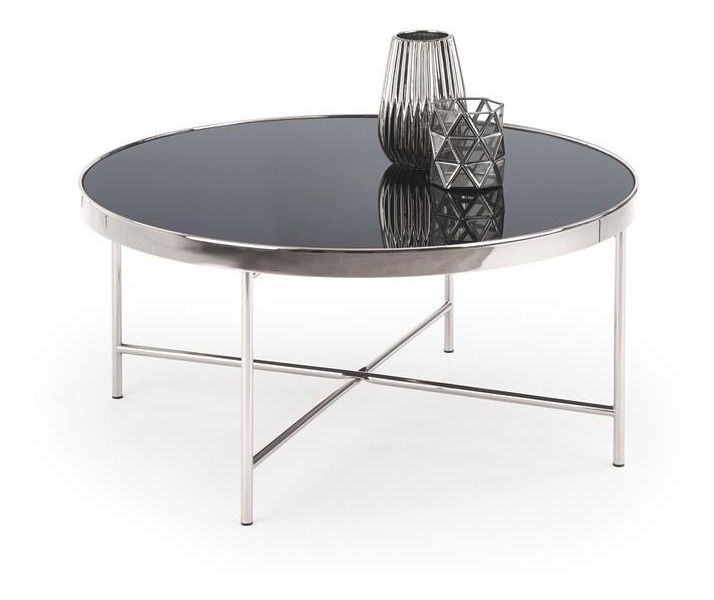 Konferenční stolek Masako (lesklá černá + stříbrná)