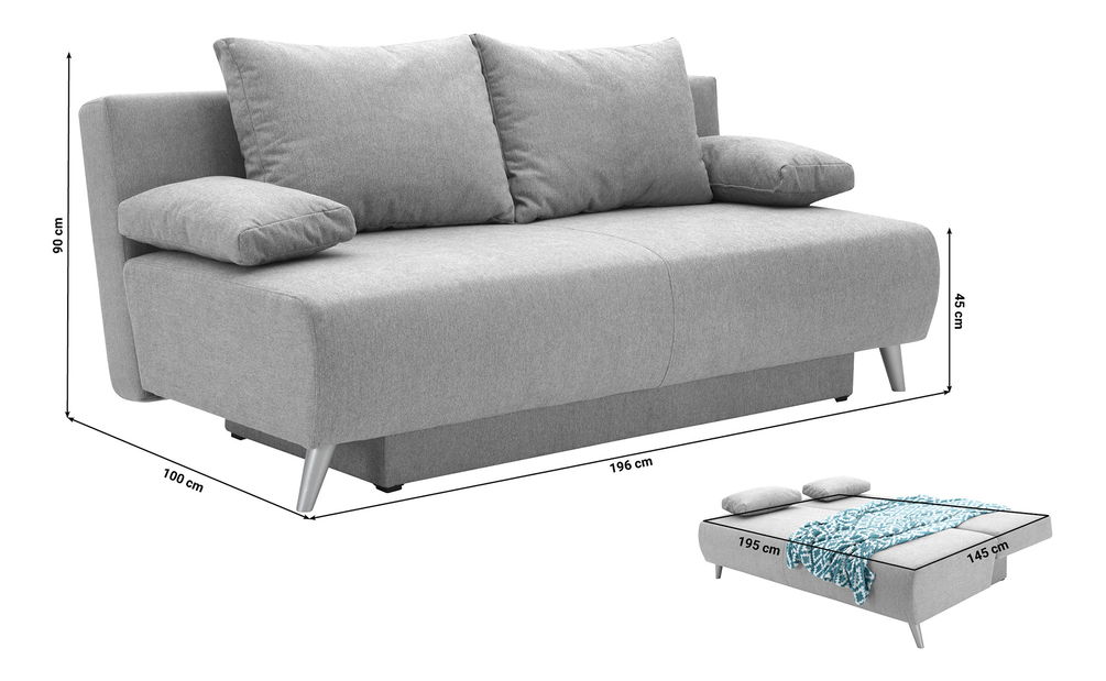 Rozkládací pohovka Pelona (světle šedá) (s úl. prostorem)