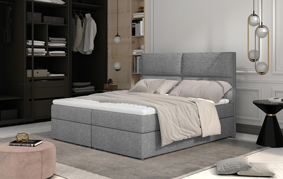 Boxspring postel 145 cm Alyce (šedá) (s matracemi)