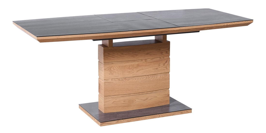 Jídelní stůl Caminne (dub zlatý + tmavě šedá) (pro 6 až 8 osob)