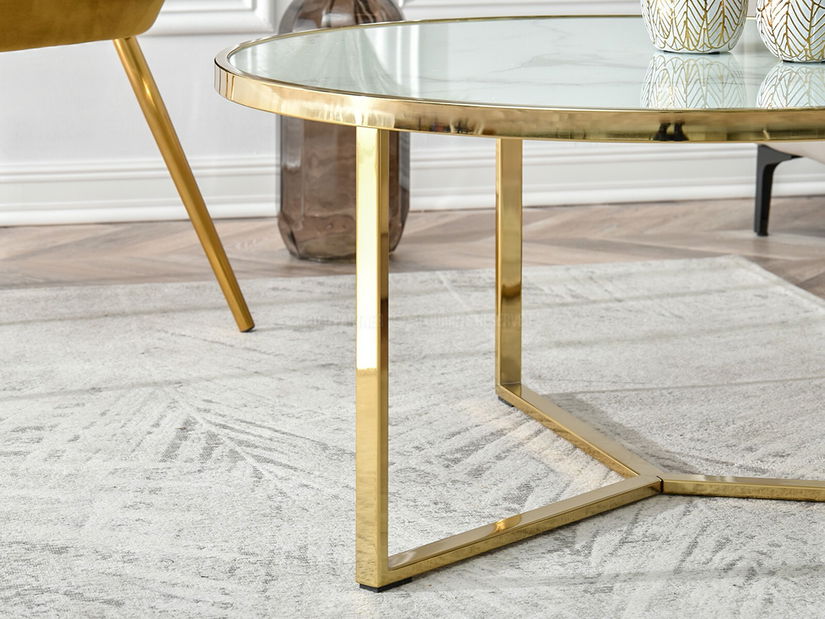 Konferenční stolek Natol (bílá + zlatá)