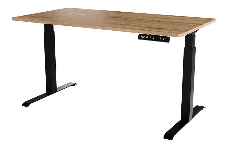 Elektrický výškově nastavitelný PC stůl Fega Long 150 (dub wotan + černá)