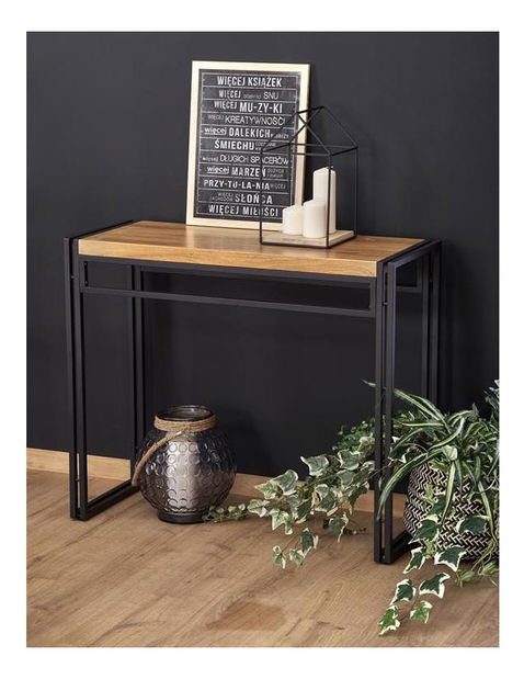 Psací stolek Booker (přirodně dřevo + černá)