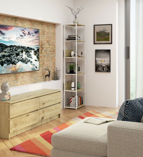 Regál Loriana II (bílá + dub artisan)