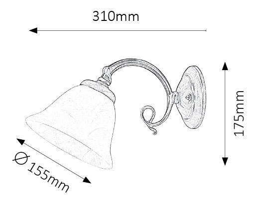 Nástěnné svítidlo Beckworth 7131 (bronzová + rýžové kamenné sklo)
