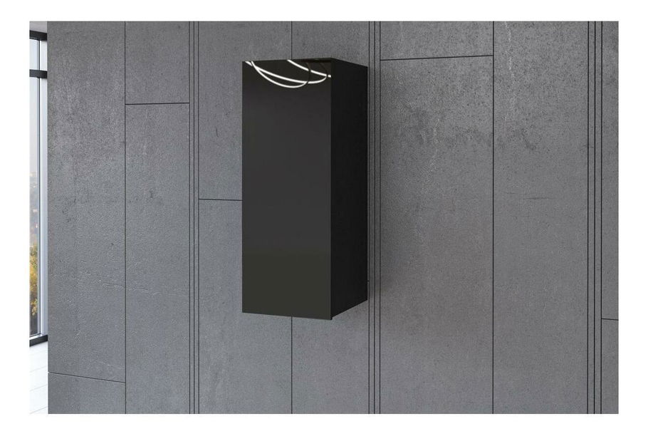 Závěsná skříňka Henry Typ 08 (černá + černý vysoký lesk)