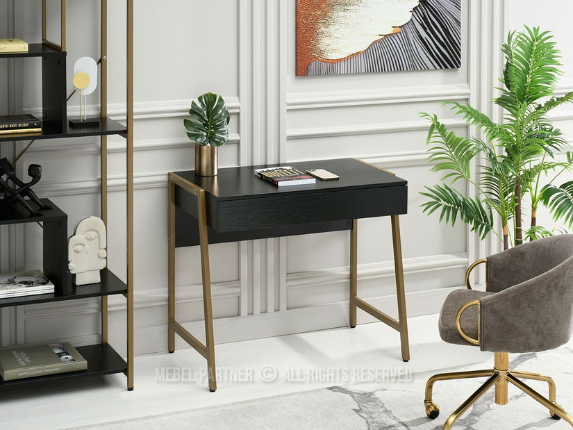 PC stolek Norway (černé dřevo + zlatá)