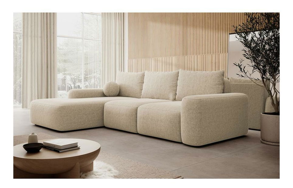 Rohová sedací souprava Carlito (L) (béžová + černá)