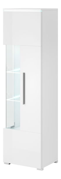 Vitrína Indiko Typ 06 (P) (bílá + lesk bílý) (s osvětlením) *výprodej
