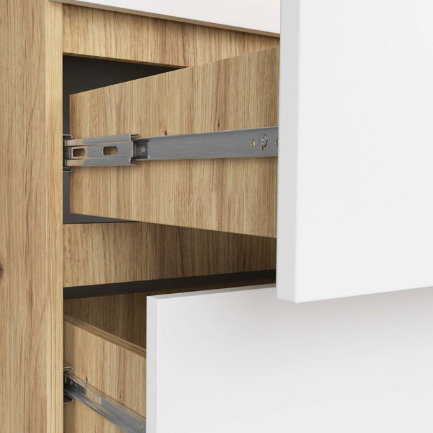 Komoda Kalista III (dub artisan + bílá)