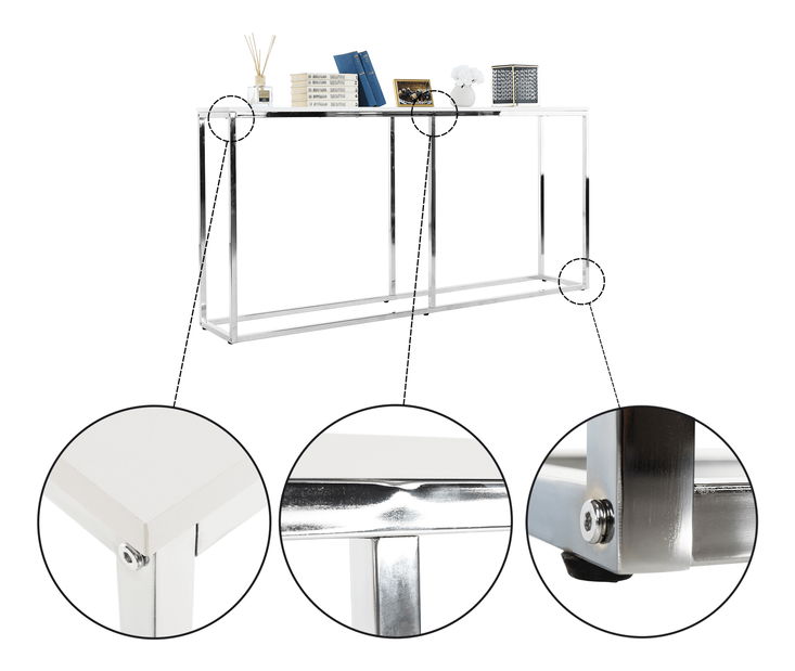 Konzolový stolek Deegen (bílá + chróm)