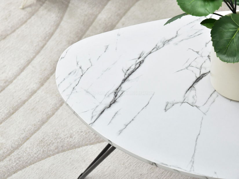 Konferenční stolek Rave S (bílý mramor + černá)