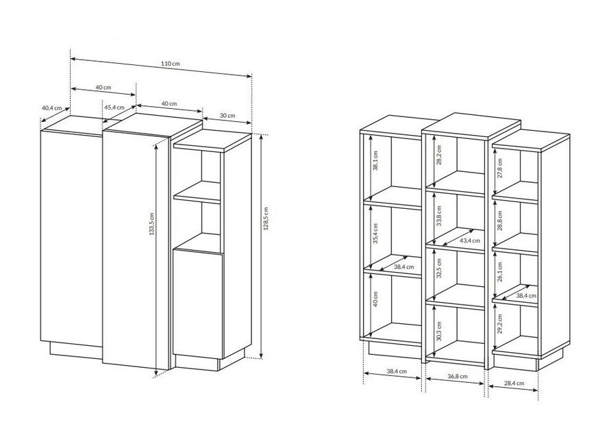 Skříňka Three 3D (dub craft zlatý + bílá)
