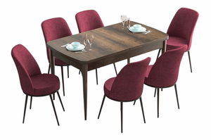 Jídelní set Hana (mramor černý + prašná růžová) (pro 6 osob)