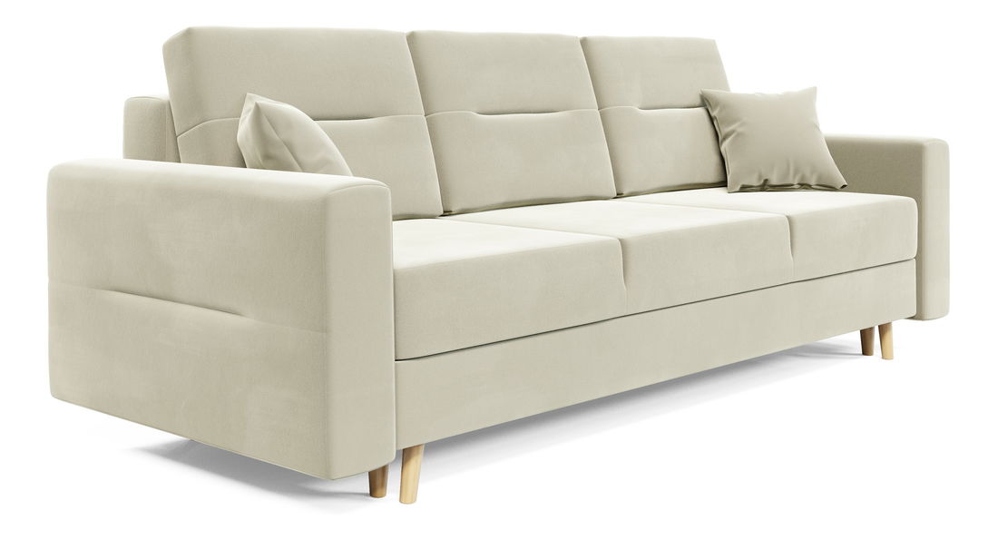 Rozkládací pohovka Bergenia (krémová + krémové polštáře)