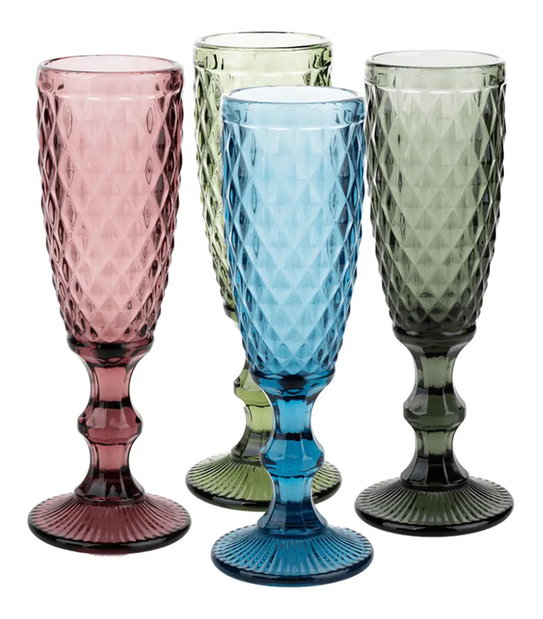 Set 4 ks retro sklenic na šampaňské 150ml Verogas Typ 4 (vícebarevné)