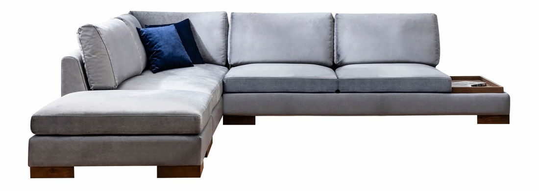 Rohová sedací souprava s taburetkou Tullia (tmavě šedá) (L)