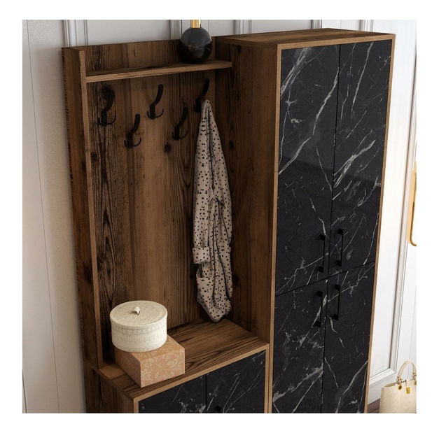 Předsíňová stěna Betina BA (ořech + černá)