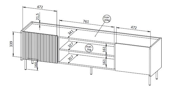 TV stolek Phelan P17 (ořech warmia + černá)