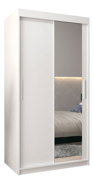 Šatní skříň 100 cm Toki 2 (Bílá matná + Bílá matná)