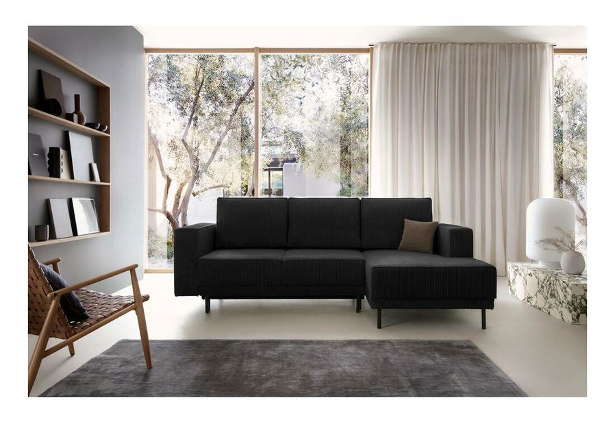 Rohová sedací souprava Rodriguez mini (P) (černá + černá)