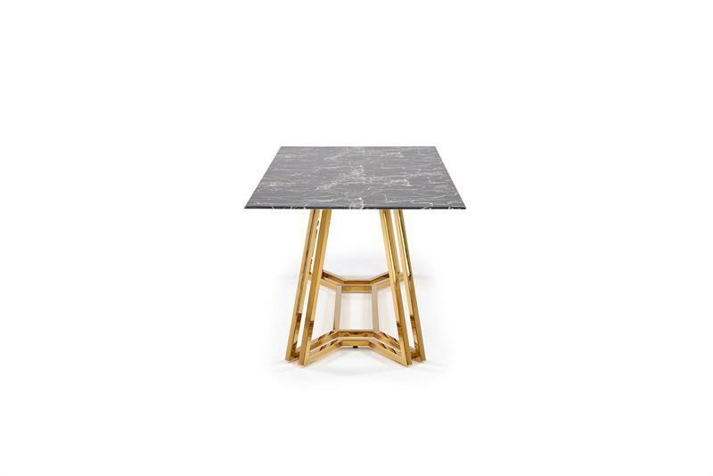 Jídelní stůl Kamoni (černý mramor + zlatá) (pro 6 osob)