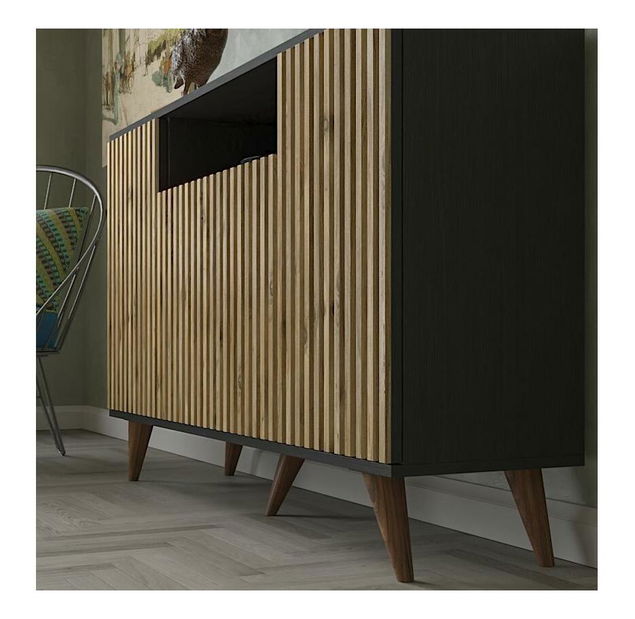 Skříňka Franc 65 (černé dřevo + borovice atlantická)