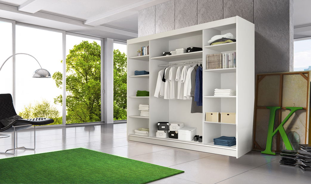 Šatní skříň Arrun (černá + dub sonoma)