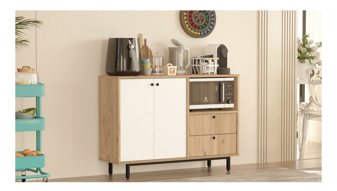 Komoda Rebutia 2 (dub + bílá)