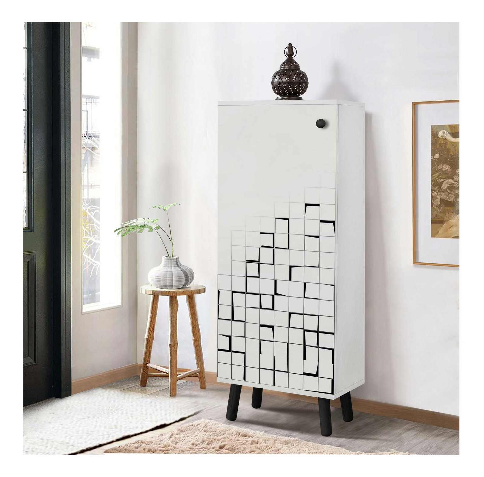 Botník (skříňka na boty) Beside 31 (bílá + černá)