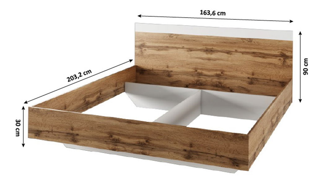 Manželská postel 160 cm Gaila (dub wotan + bílá)