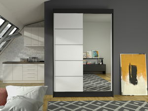 Šatníková skříň Lawana 3 (černá + bílá)