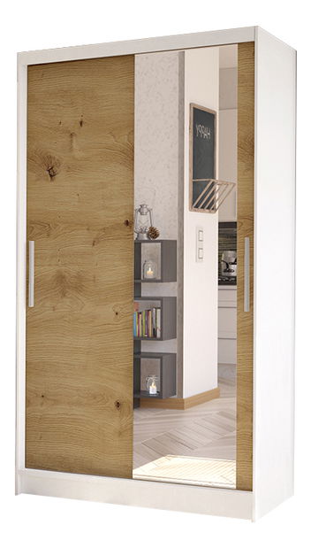 Šatní skříň Coletta III (bílá + dub artisan)