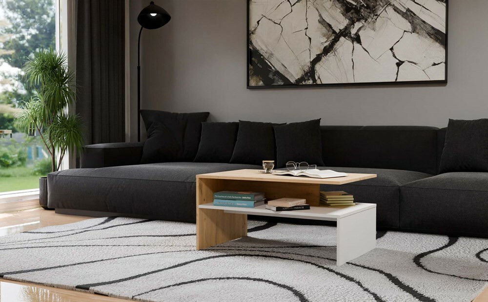 Konferenční stolek Bolivar 1 (dub artisan + bílá)