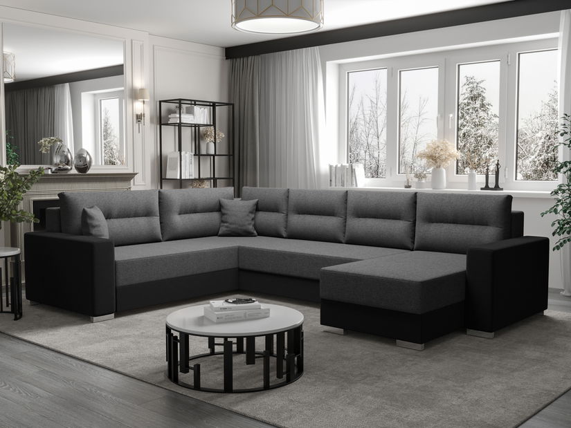 Rohová sedačka ve tvaru U Glide 3 (šedá + hnědošedá) (L)