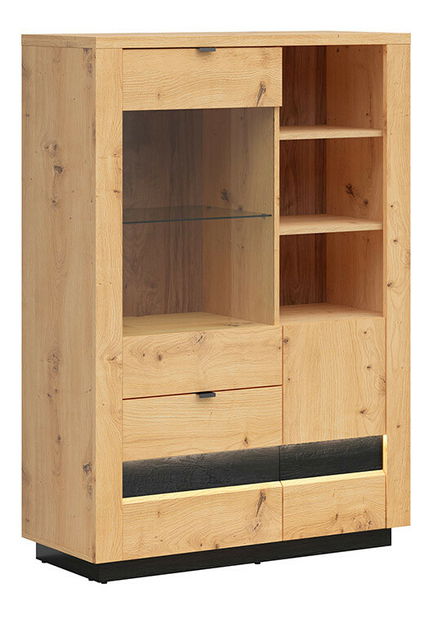 Vitrína BRW Ostia REG1D1W2S/15/10 (dub artisan + dub černý)