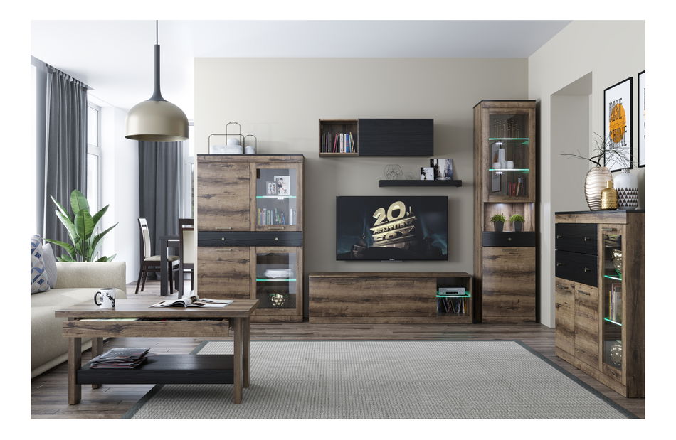 Polička 80 cm Johnson (dub monastery + černá) *výprodej