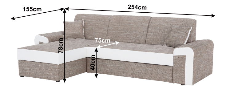 Rohová sedací souprava Pinia (hnědá + bílá) (L)
