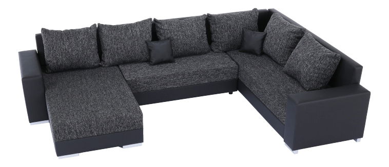Rohová sedací souprava U Sergio černá + tmavošedá (P)